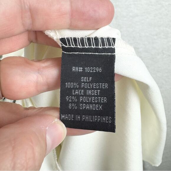 Vintage Y2K Mod Retro Polka Dot Lace Waist Babydoll Midi Dress Cream/Black Sz 8 - Picture 11 of 16